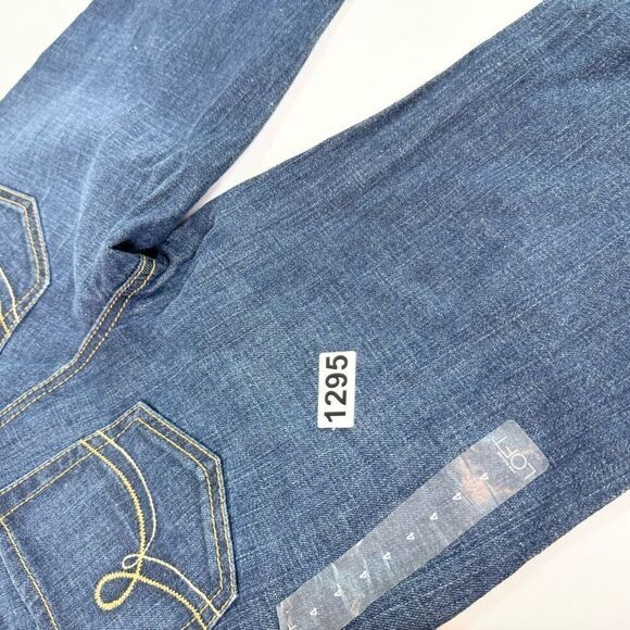Ann Taylor LOFT Jeans Womens 4 Blue Dark-Wash Solid Mid-Rise Wide-Leg Original B - Picture 7 of 9